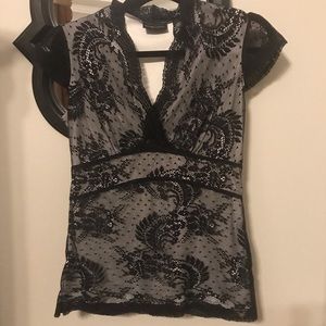 New York & company black lace  shirt. Size small